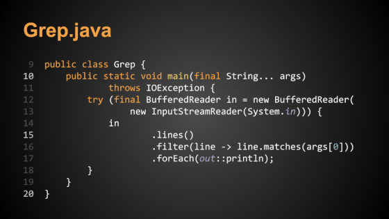Sample slide: Grep.java